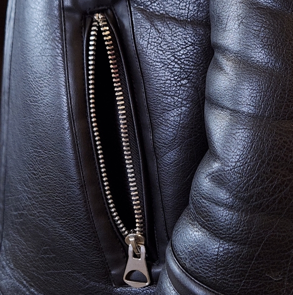 H&M Men's Black Leather Jacket Size S - Picture 4 of 10